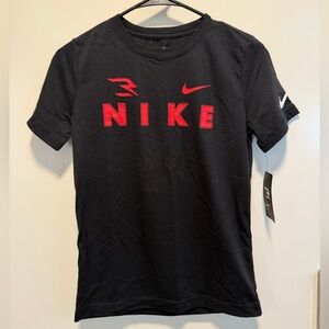 Nike Black Tee with Red Lettering and Swoosh